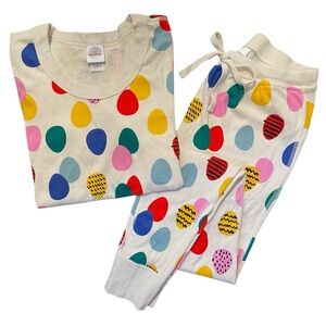 Hanna Andersson Easter Eggs Long John Pajama Set Small Organic Cotton Colorful